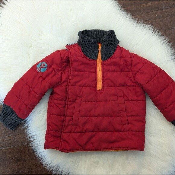 Buckle Me Baby Red Quilted Toasty Car Seat Coat Gray Accents 18 Months (Fits 3T) - Picture 1 of 9